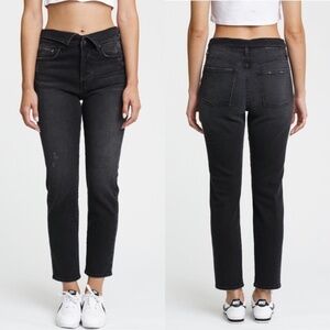 Pistola Nico High Rise Mom Shadows Distressed Fold Over Straight Leg Jean size30